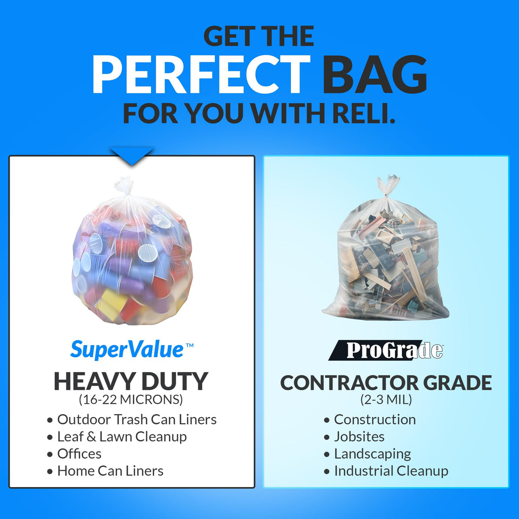 55 Gallon Heavy Duty Clear Trash Bags 100 Count O219370