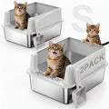 2 Pack Stainless Steel Cat Litter Box with Lid W744
