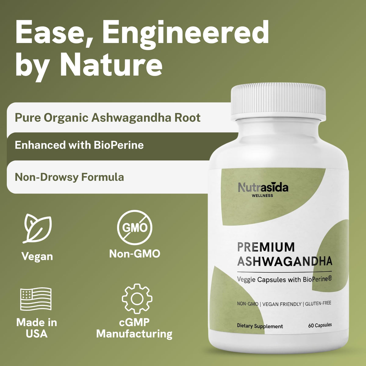 Ashwagandha 600mg Vegan Gluten-Free 60 Count I4646