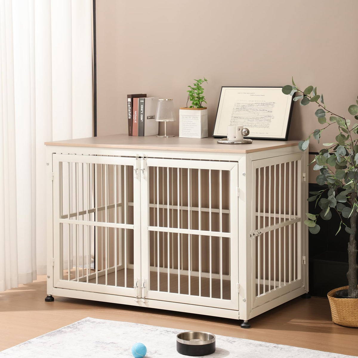 48" Rustic Heavy Duty Wooden Dog Crate Furniture M3828