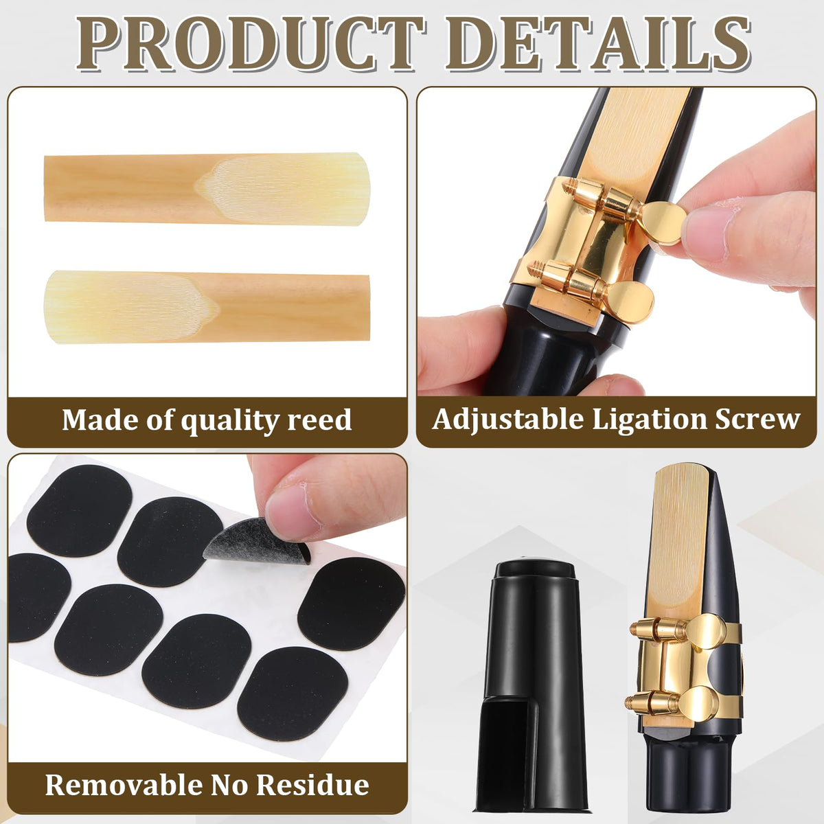 Alto Saxophone Mouthpiece Kit with Ligature, Cap, 21 Reeds, Pads and Storage Case R124