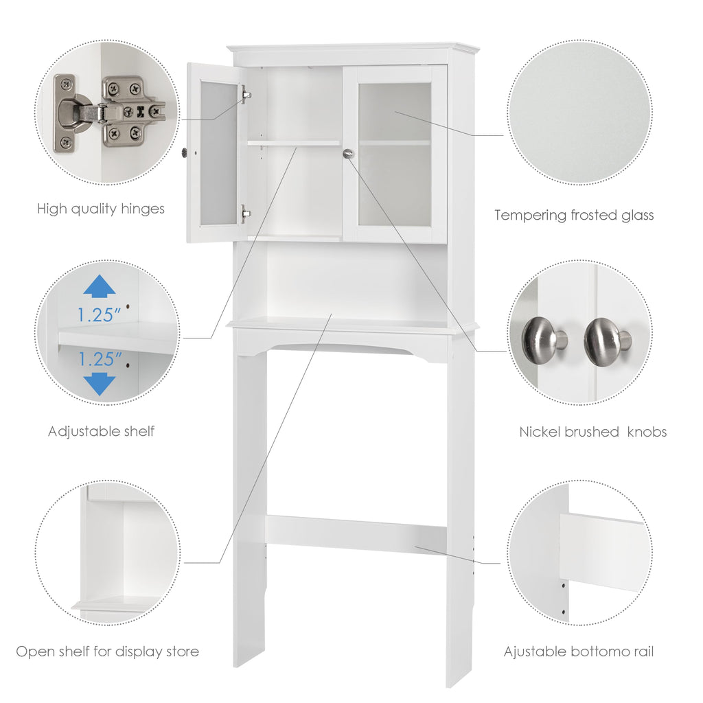 Over the Toilet Storage Cabinet with Tempered Glass Doors H778214