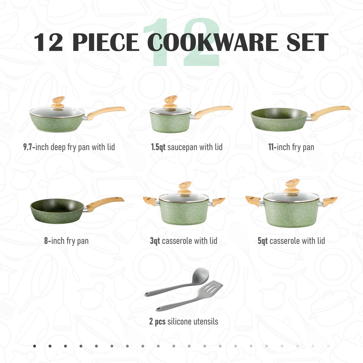 12 Pcs Non Stick Cookware Set B5925