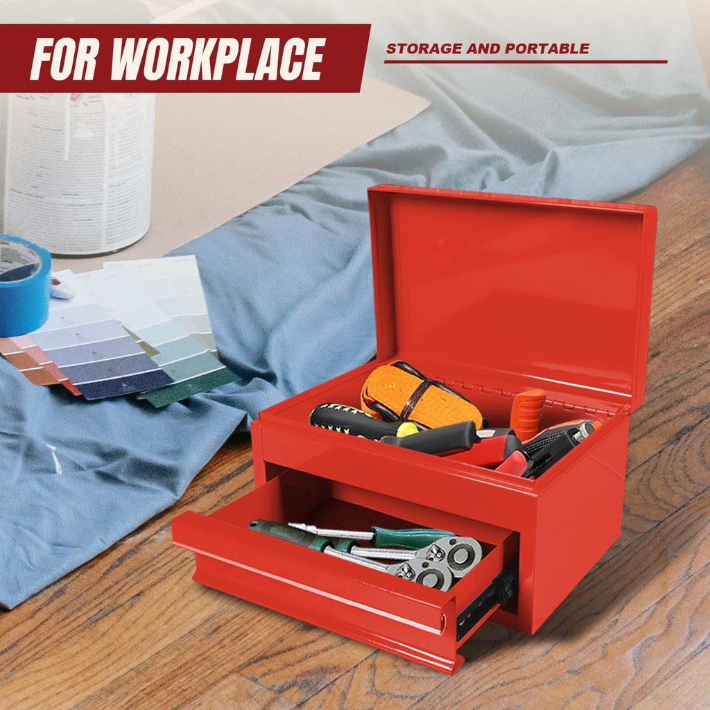 10" Mini Portable Steel Tool Box with Drawer T533