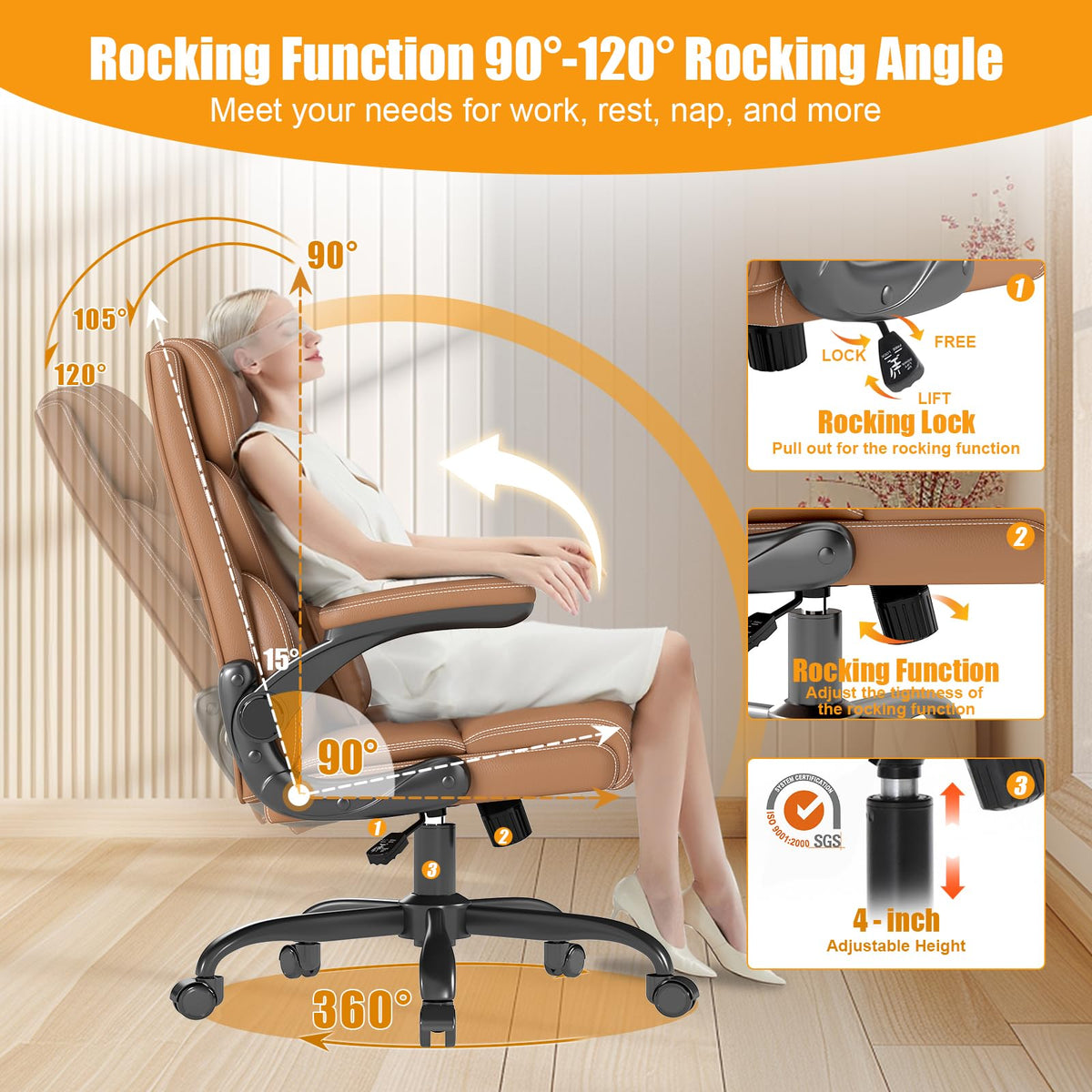 Ergonomic Office Chair with Flip-up Armrests U3064