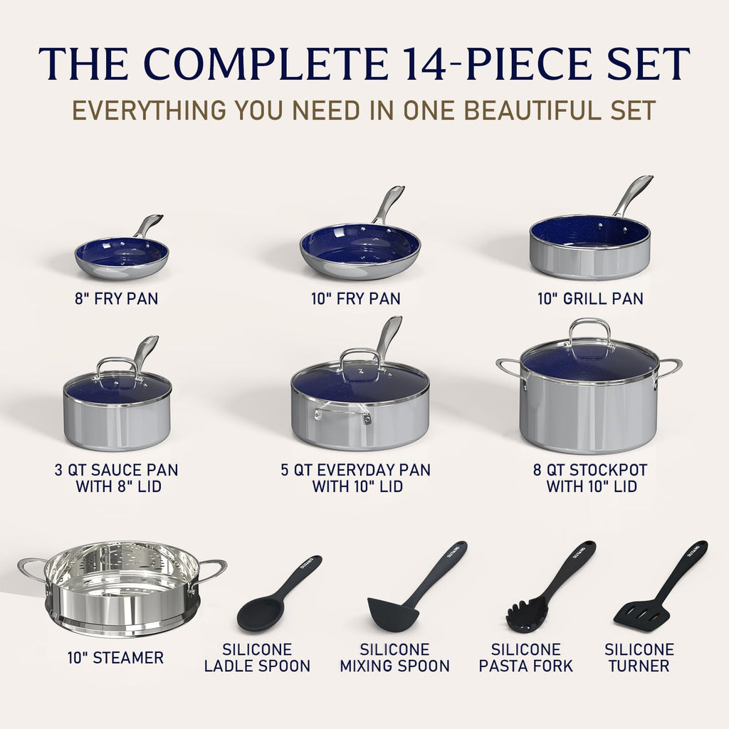 14 Pc Non Stick Ceramic Cookware Set Y5504