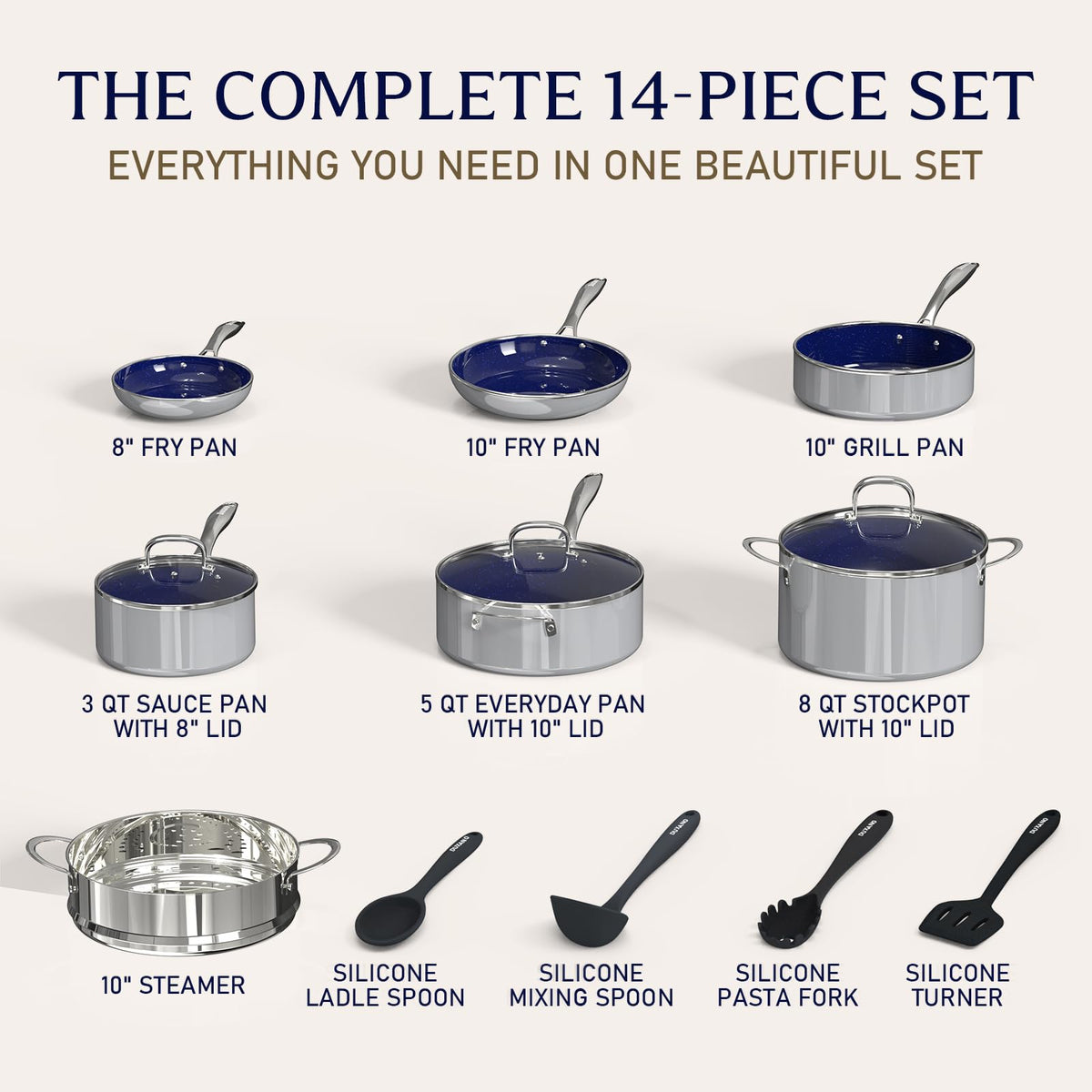 14 Pc Non Stick Ceramic Cookware Set Y5504