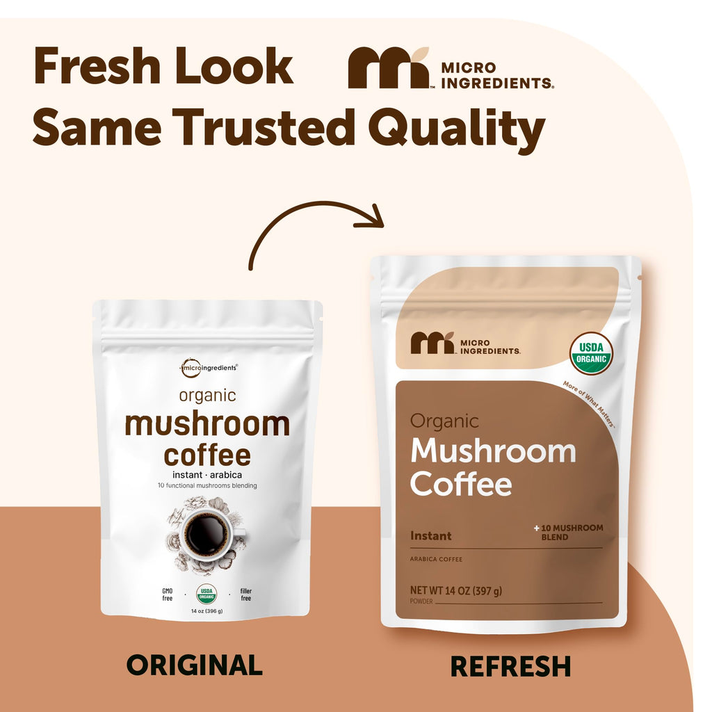 Organic Instant Mushroom Coffee, 14 oz Medium Roast Arabica Q831423