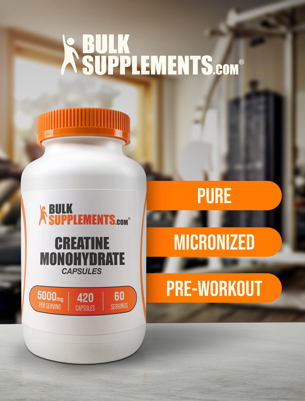 Micronized Creatine Monohydrate Capsules Gluten Free 5000mg 420 Count M1347