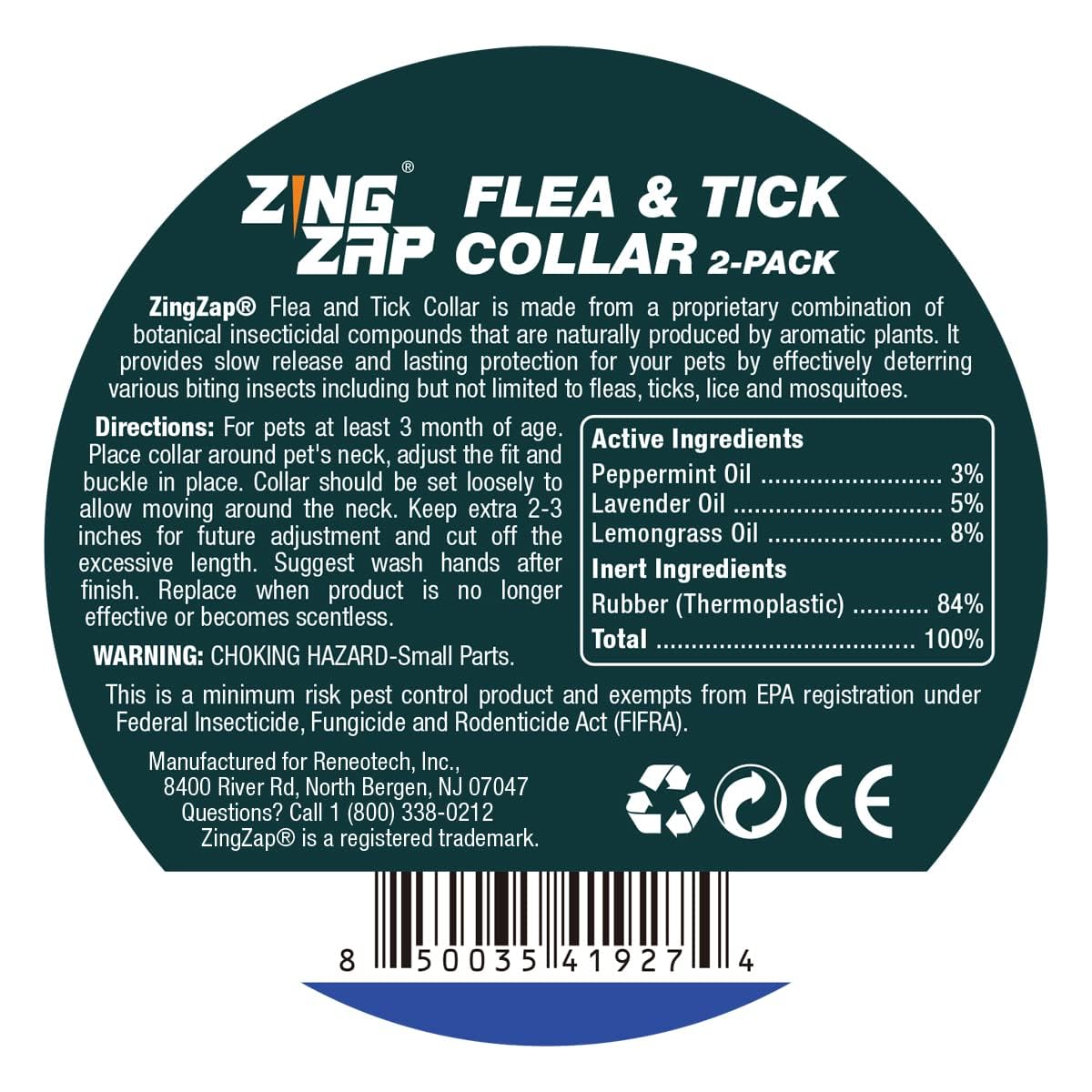 Flea & Tick Collar Plant Powered Blue 2-Pack Z8688