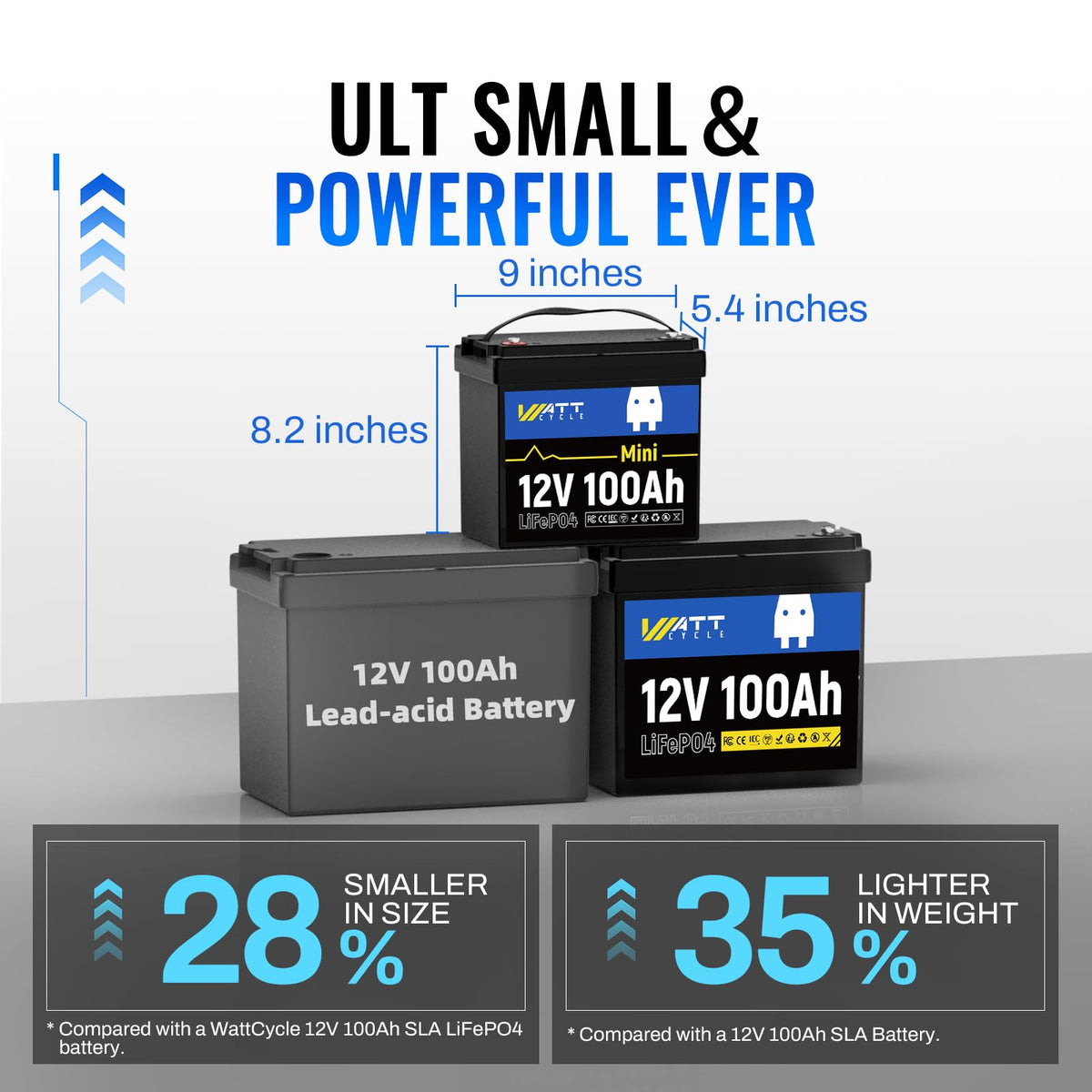 12V 100Ah Mini LiFePO4 Battery with 100A BMS B8491