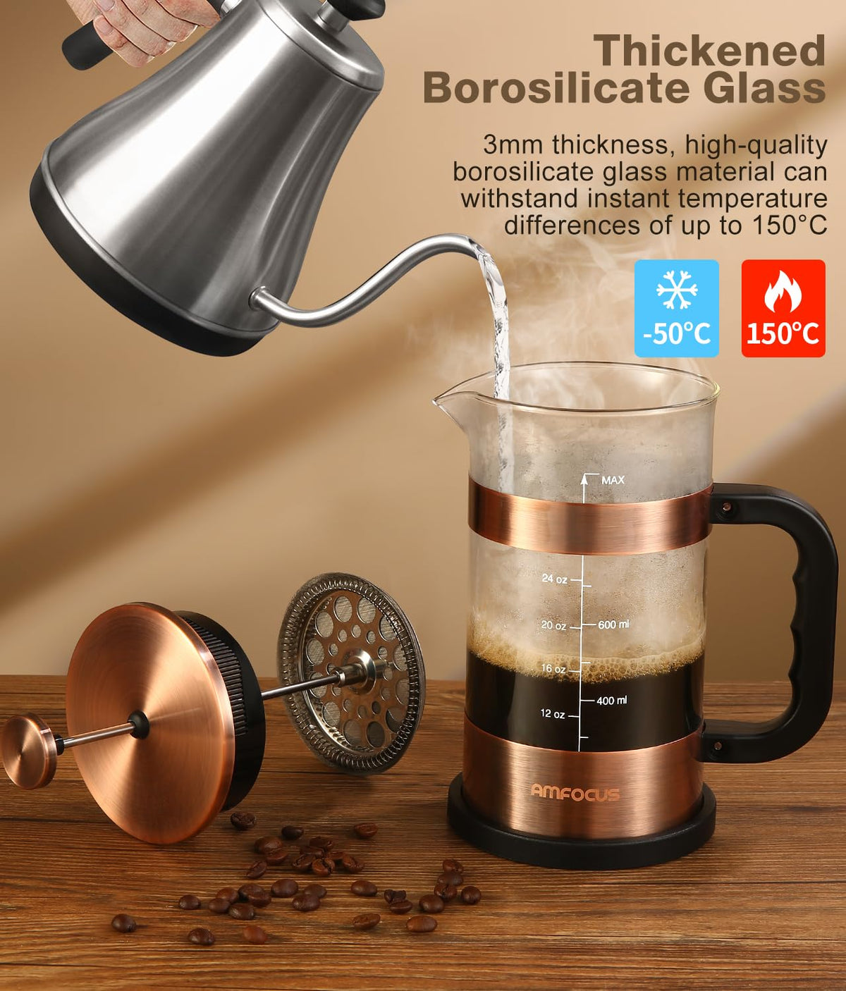 34 Ounce Stainless Steel French Press Coffee Maker X530