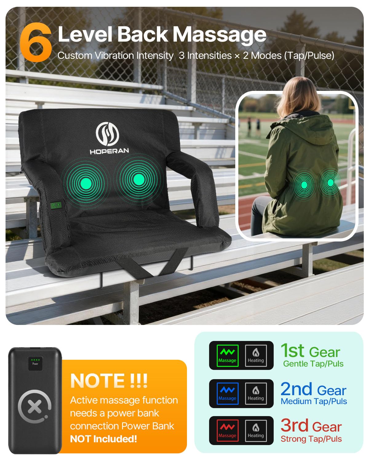 Massage Heated Stadium Seats for Bleachers E2973