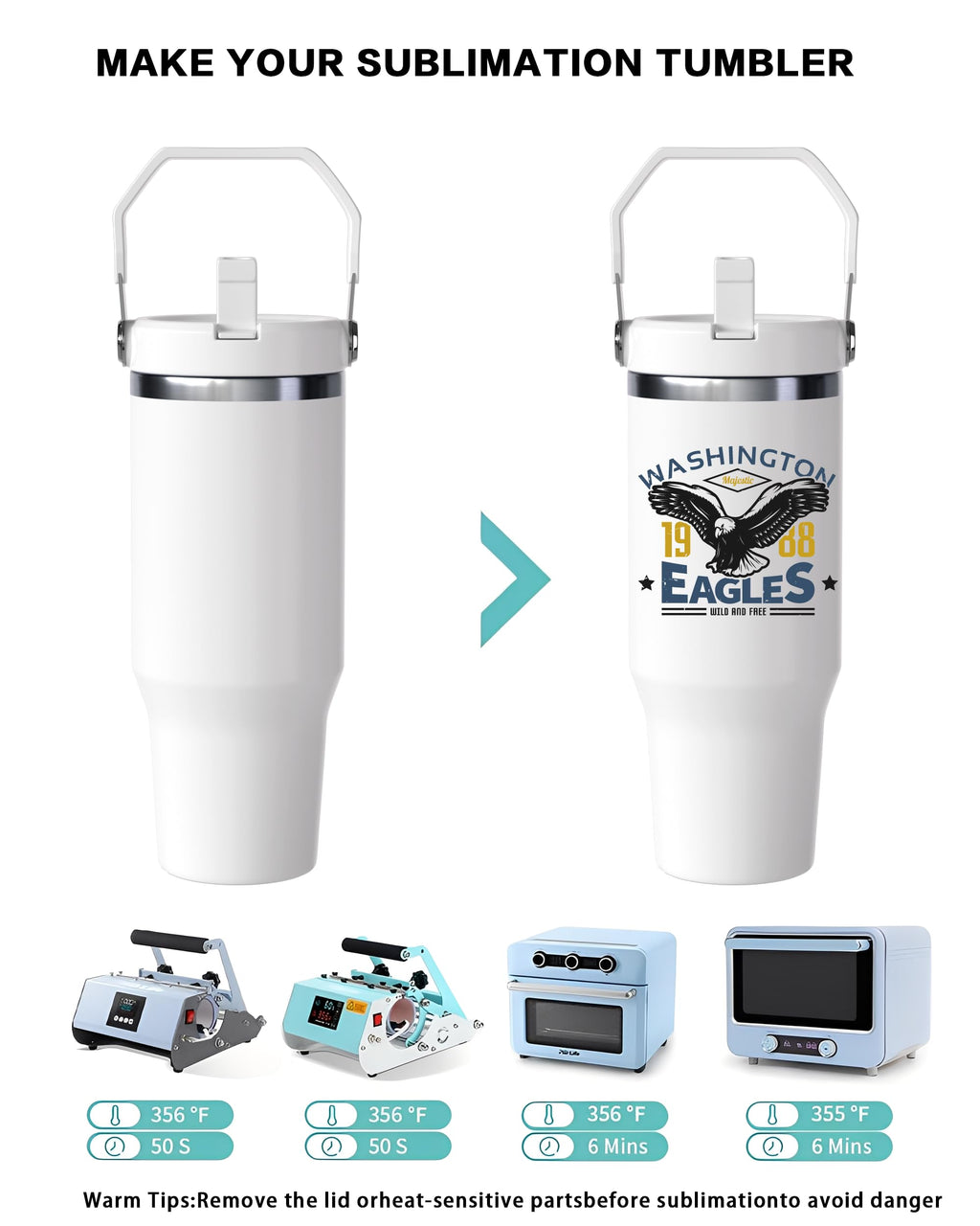 30oz Sublimation Blank Tumbler with Handle and Flip Straw B90631