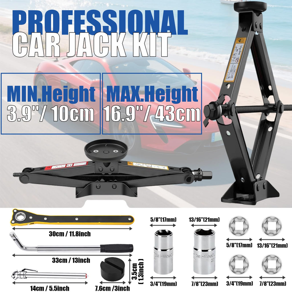 3 Ton Scissor Jack with Rubber Jack Pad Y57022