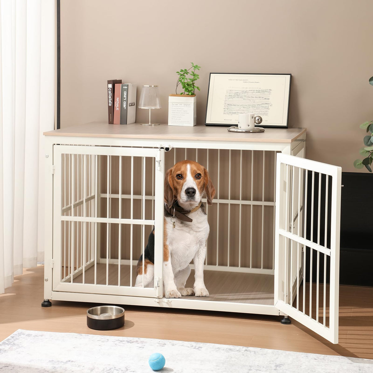 48" Rustic Heavy Duty Wooden Dog Crate Furniture M3828