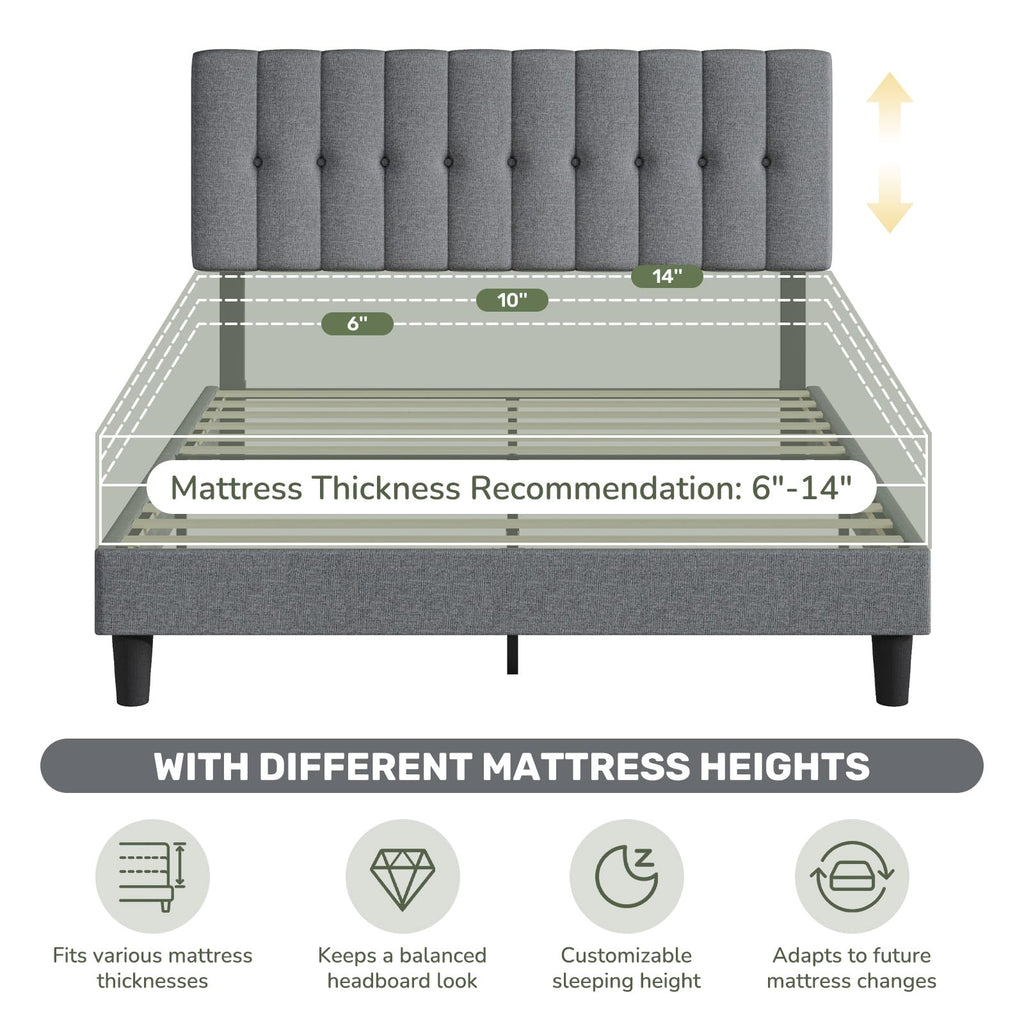 Queen Size Bed Frame with Headboard D566585