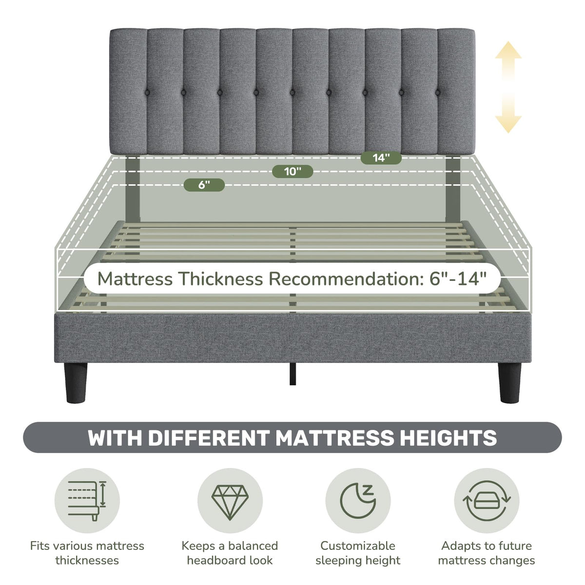 Queen Size Bed Frame with Headboard D566585