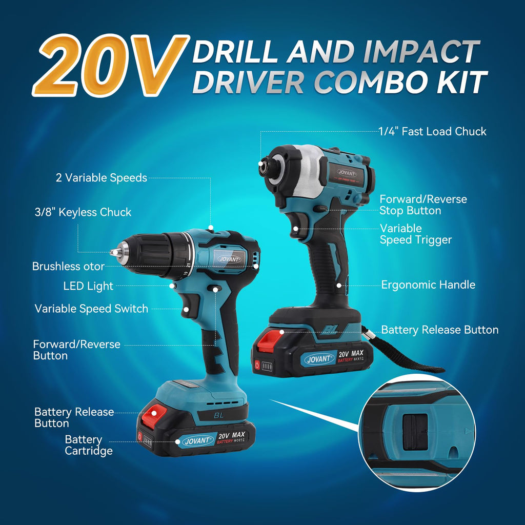 Cordless Drill and Impact Driver Combo Kit with 2 Batteries M4653