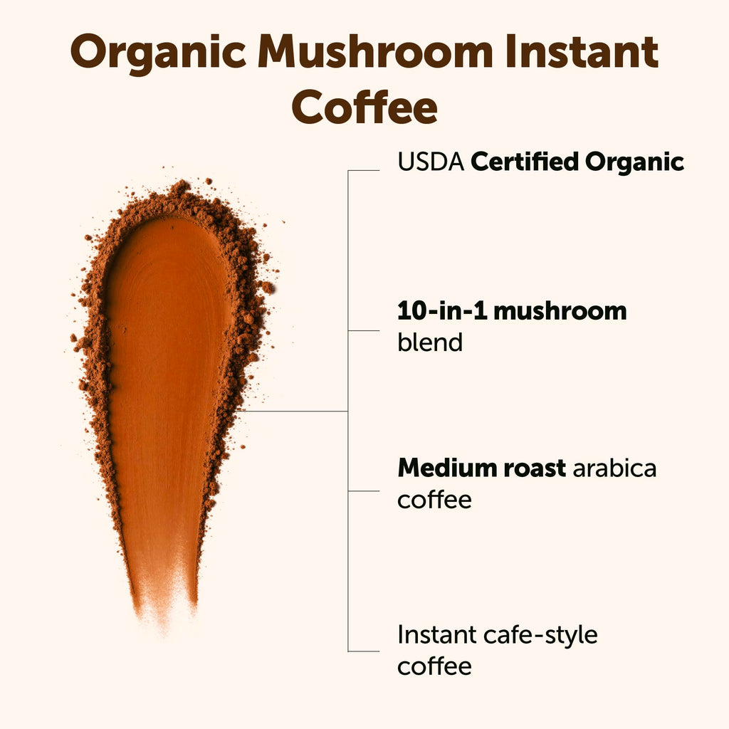 Organic Instant Mushroom Coffee, 14 oz Medium Roast Arabica Q831423