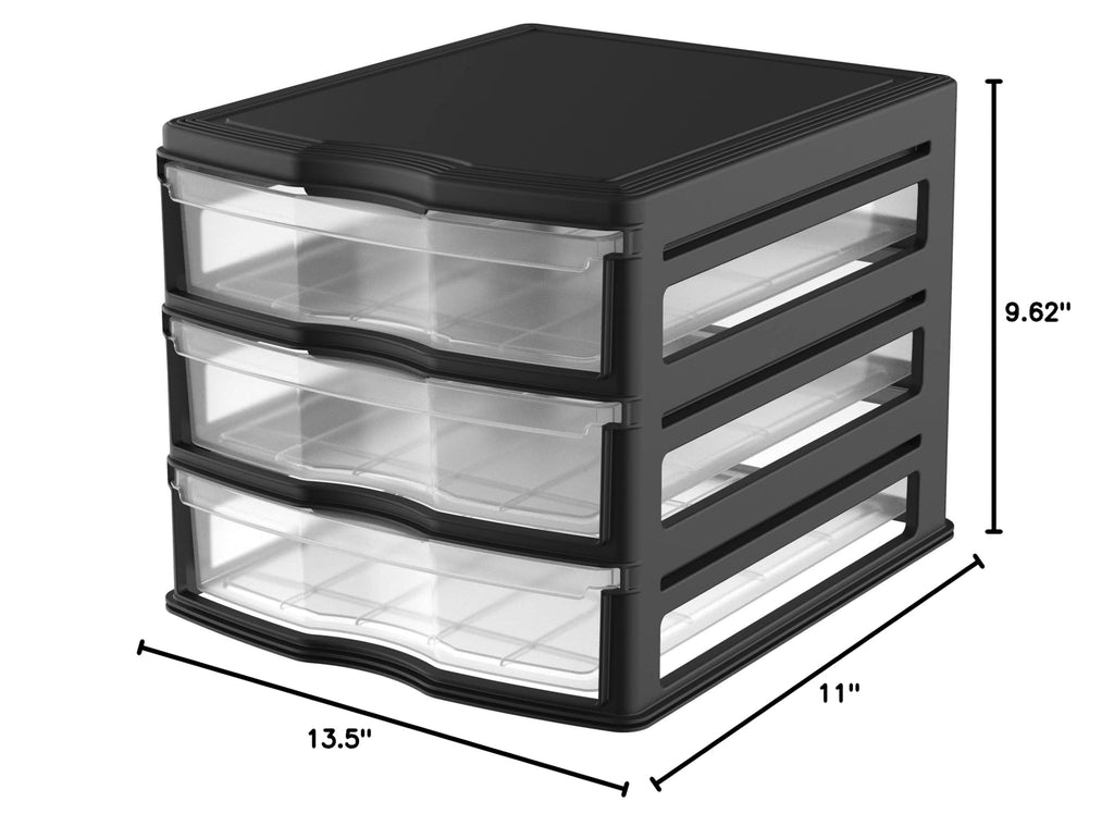 3 Pack 3 Drawer White Stackable Storage Organizer D658