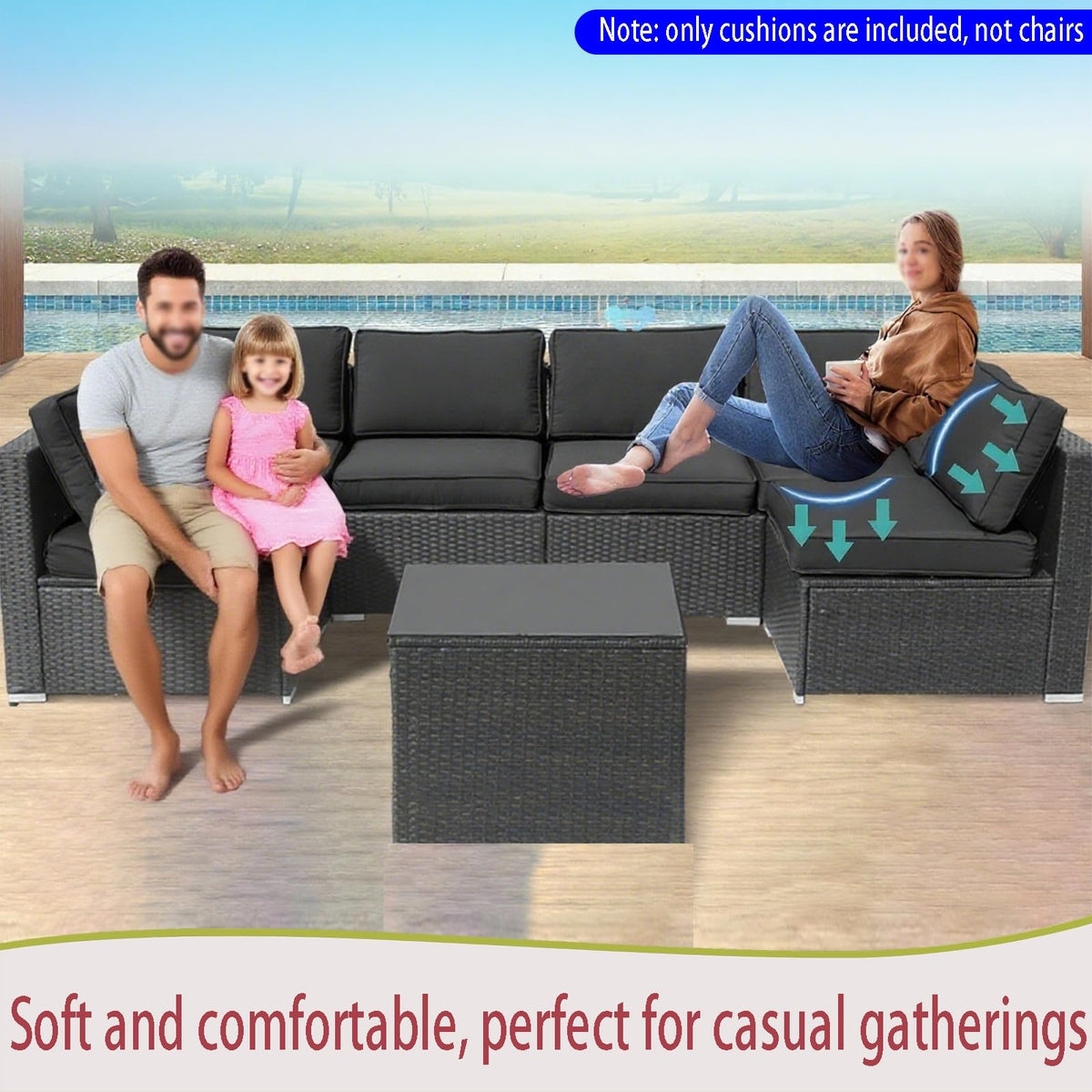 Light Blue 14-Piece Water-Repellent Outdoor Replacement Cushions Set G27641