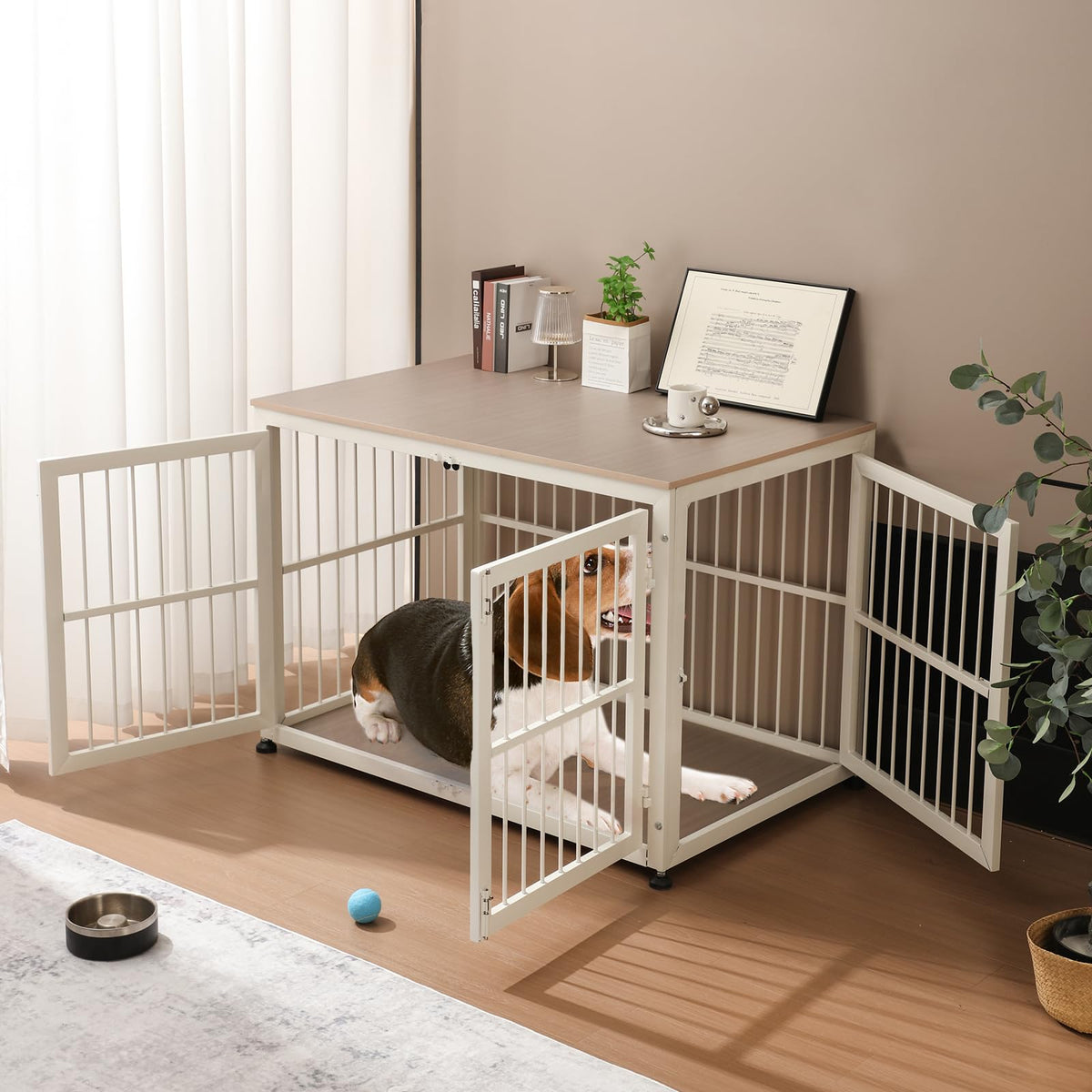 48" Rustic Heavy Duty Wooden Dog Crate Furniture M3828