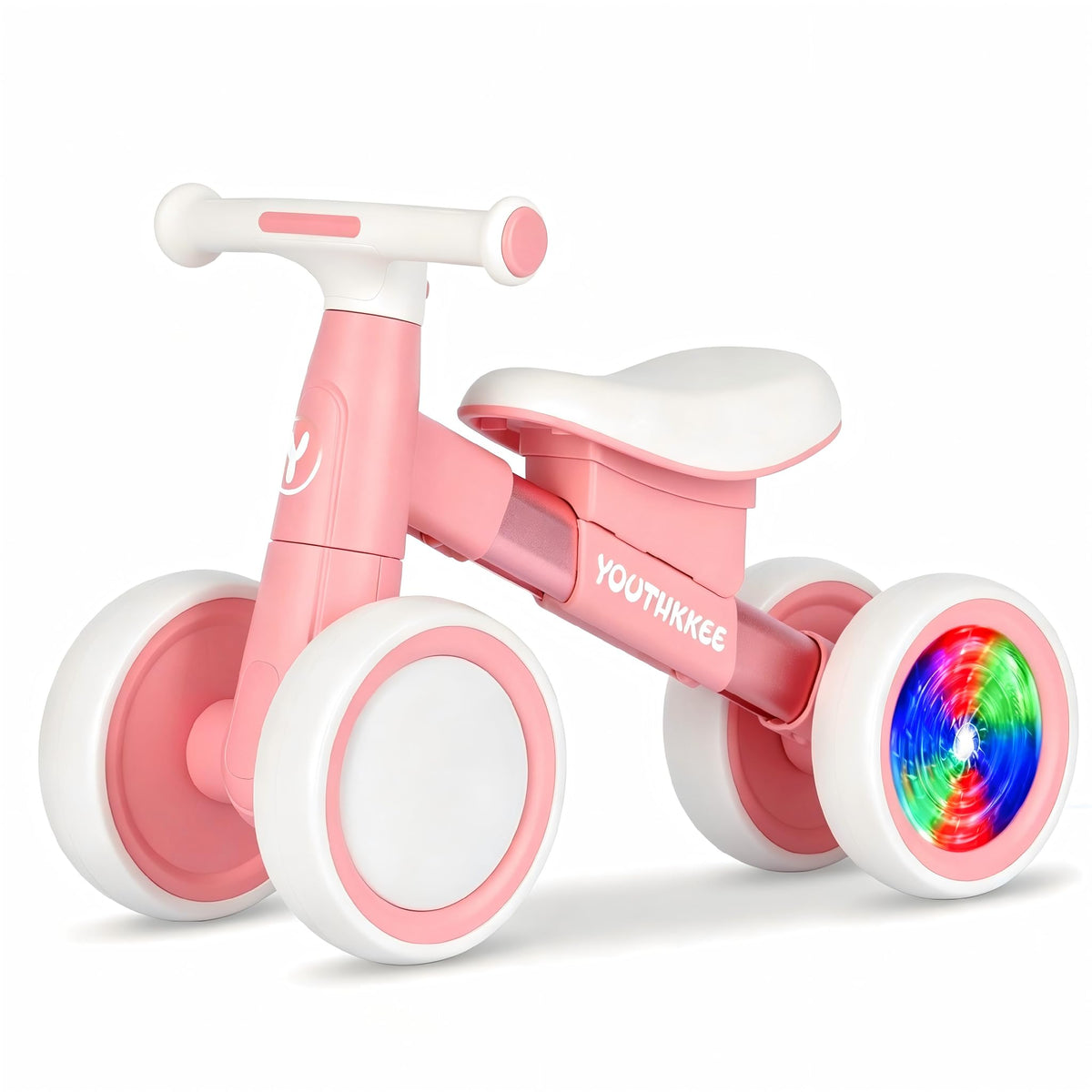 Baby Balance Bike for 1-2 Year Old Toddlers, 4-Wheel with Colorful Light F8114