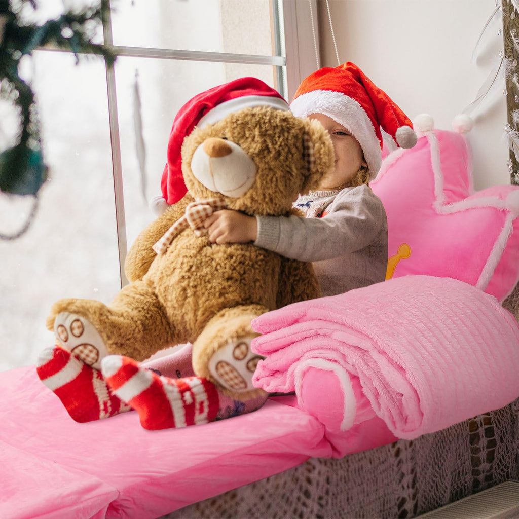 Pink 2 in 1 Fold Out Couch Set with Flannel Blanket Q896