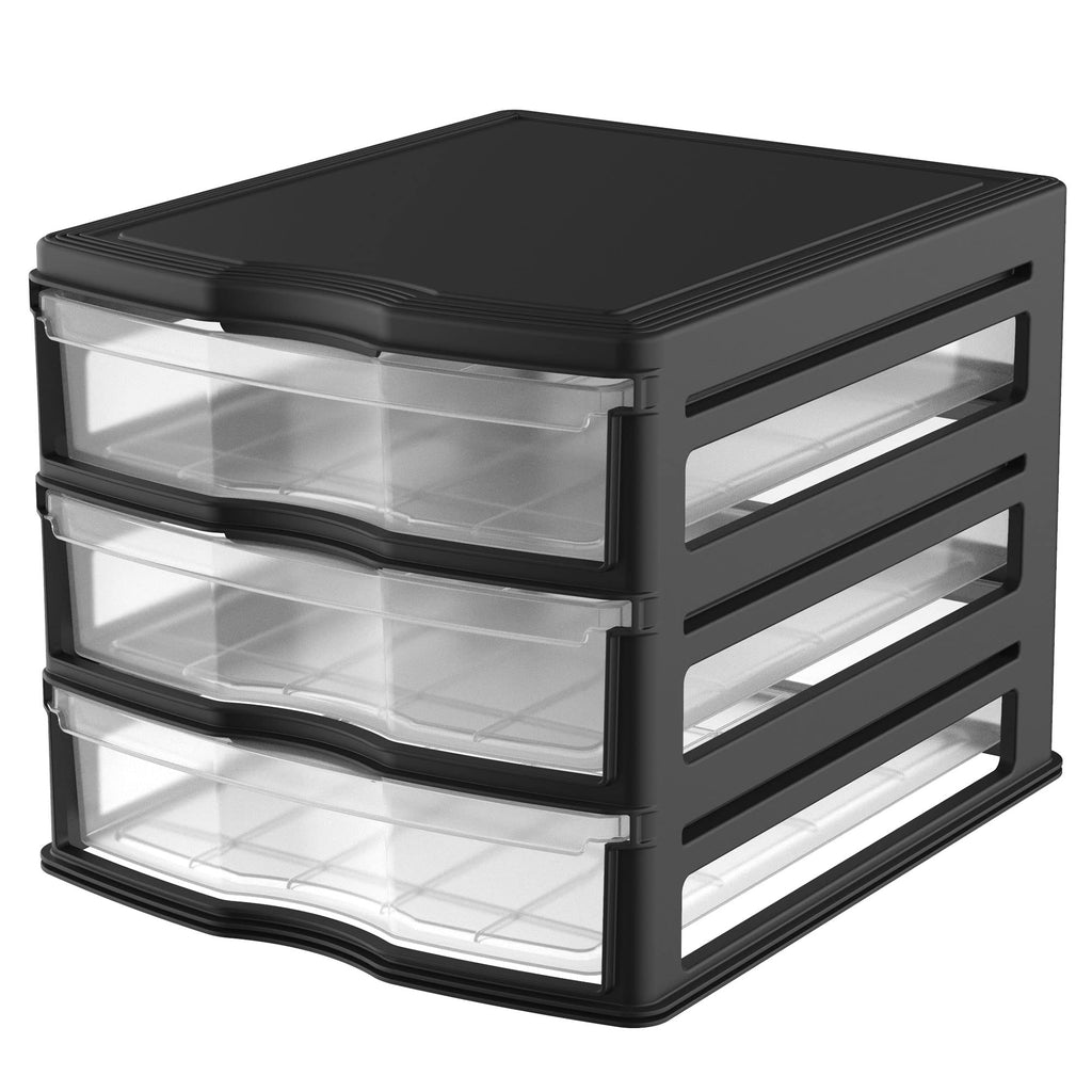 3 Pack 3 Drawer White Stackable Storage Organizer D658