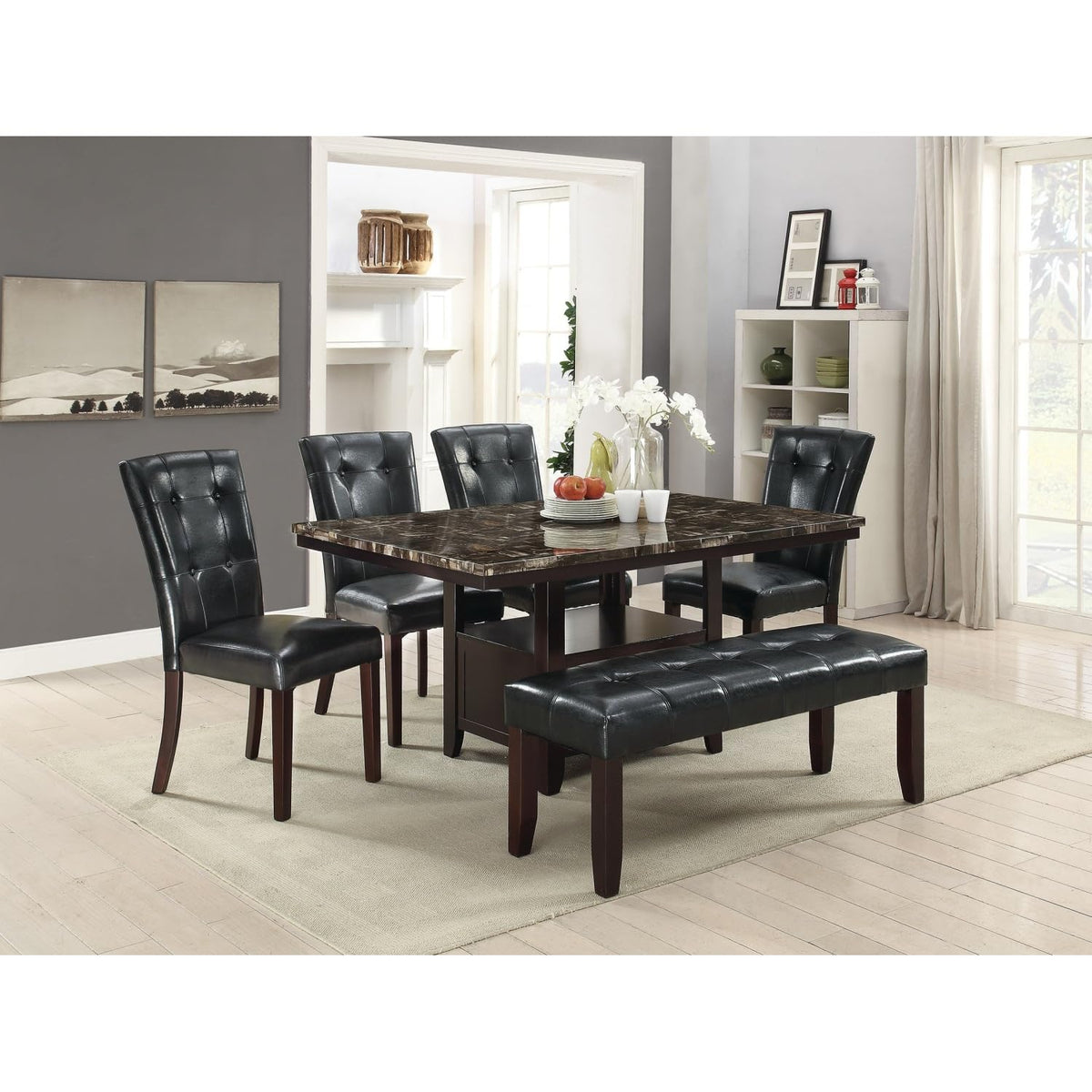Black Faux Leather Tufted Parson Chairs Set of 2 X971835