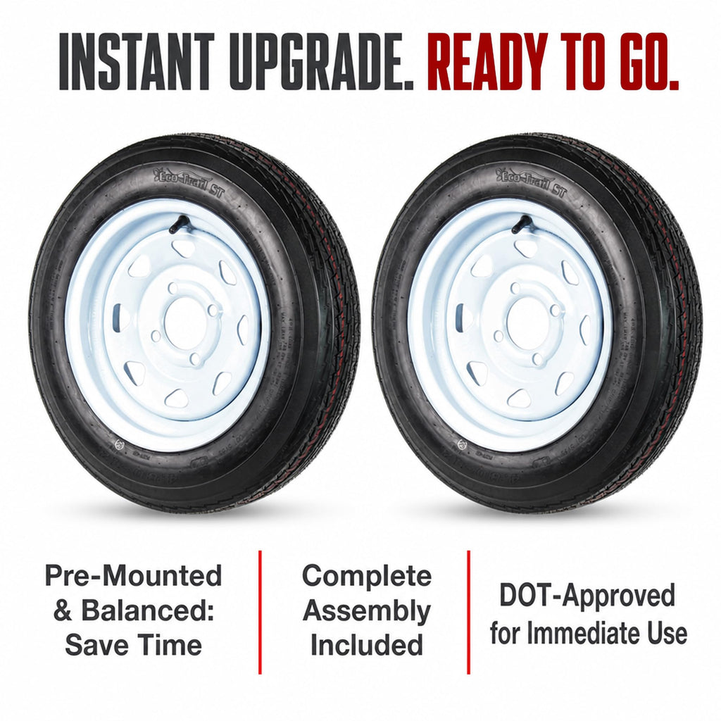 2-Pack Trailer Tire Rim Assembly 4.80-12 White 4 Lug Q7062