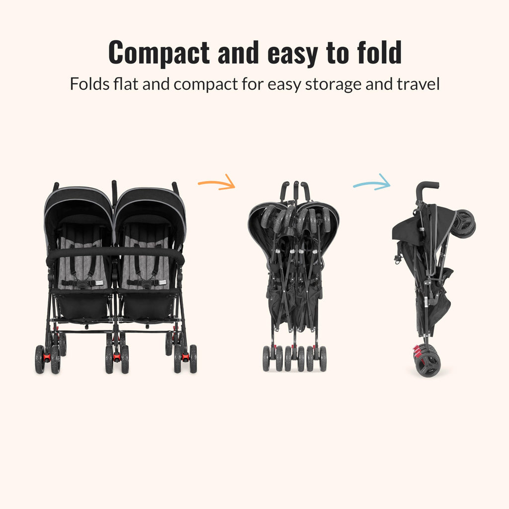 Black Twin Umbrella Toddler Stroller H19071