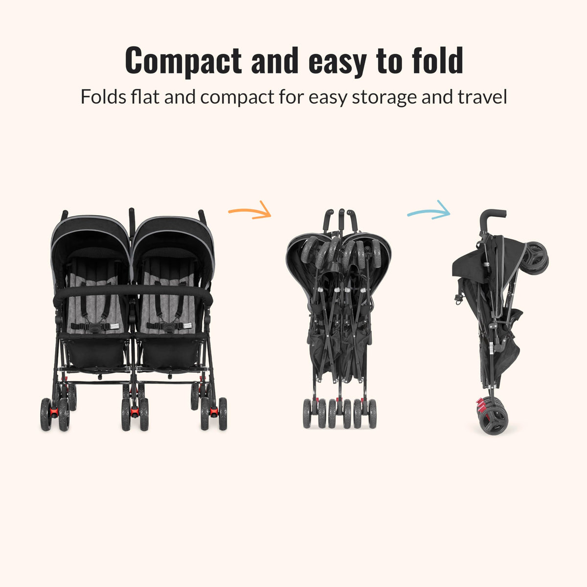 Black Twin Umbrella Toddler Stroller H19071