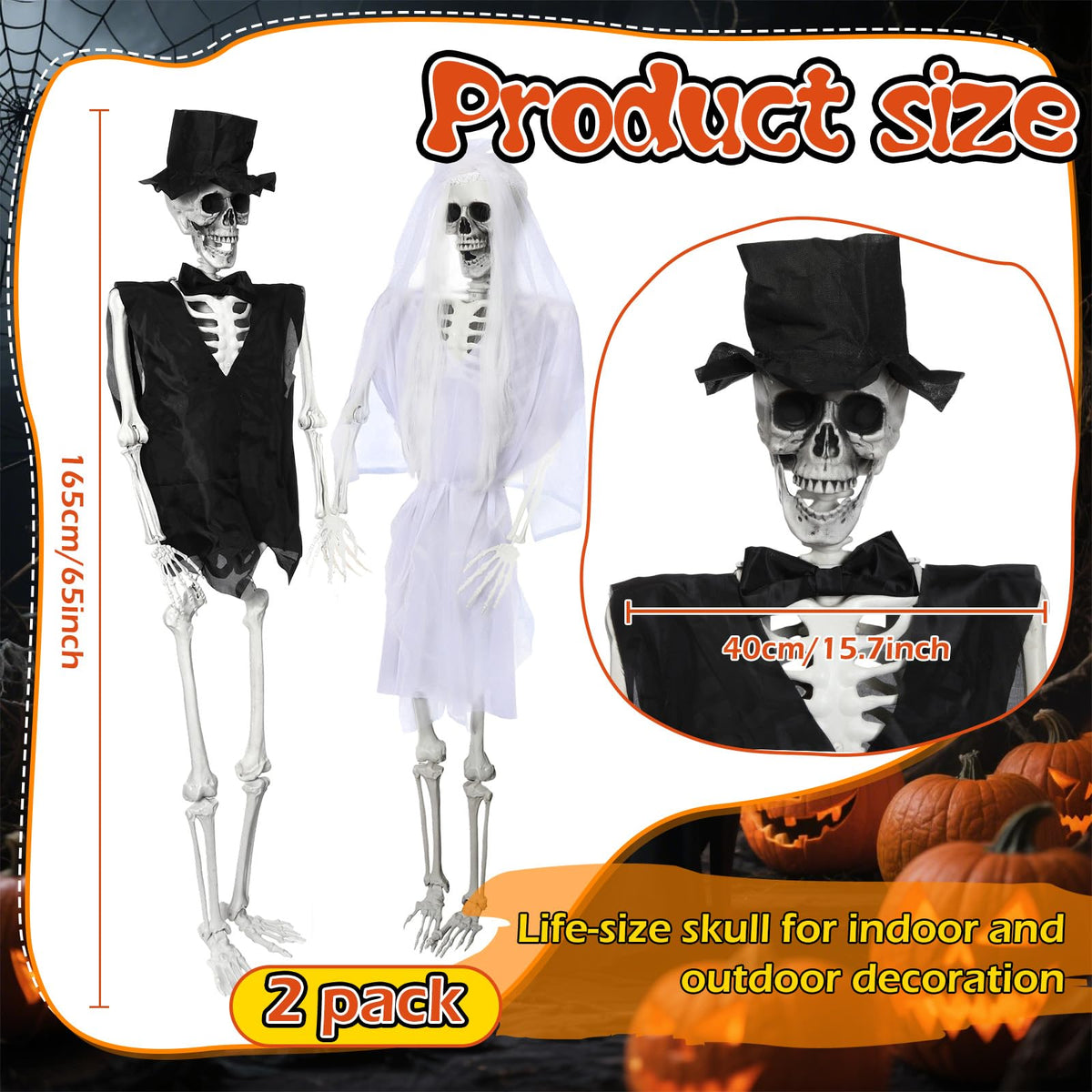 2 Set 5.4 Ft Posable Skeleton Decor K581205