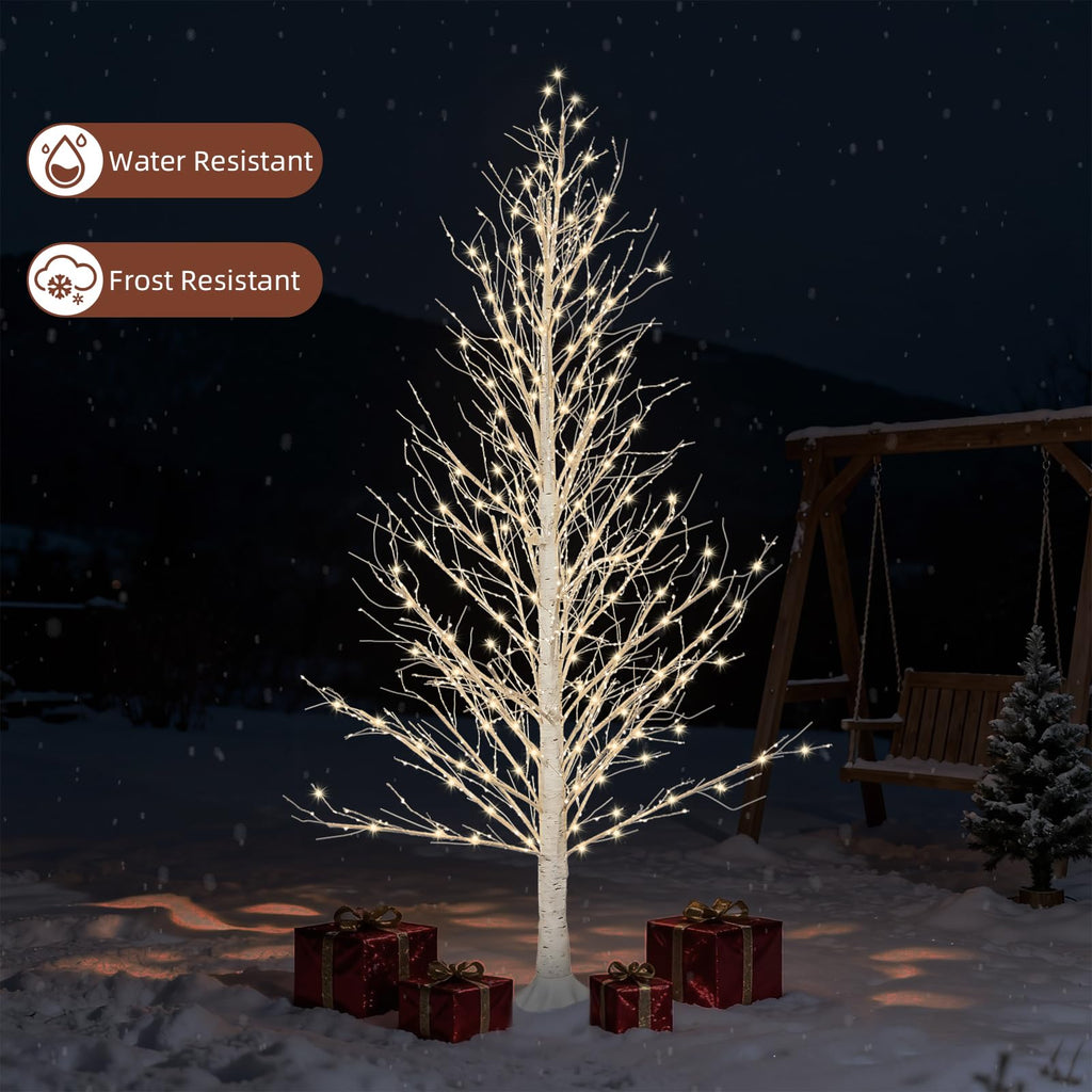 6FT LED Lighted Birch Tree with Timer IP44 Waterproof Z2236