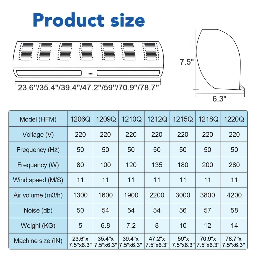 Wall Mounted Air Curtain 36 Inch Adjustable 2 Speed Q9918