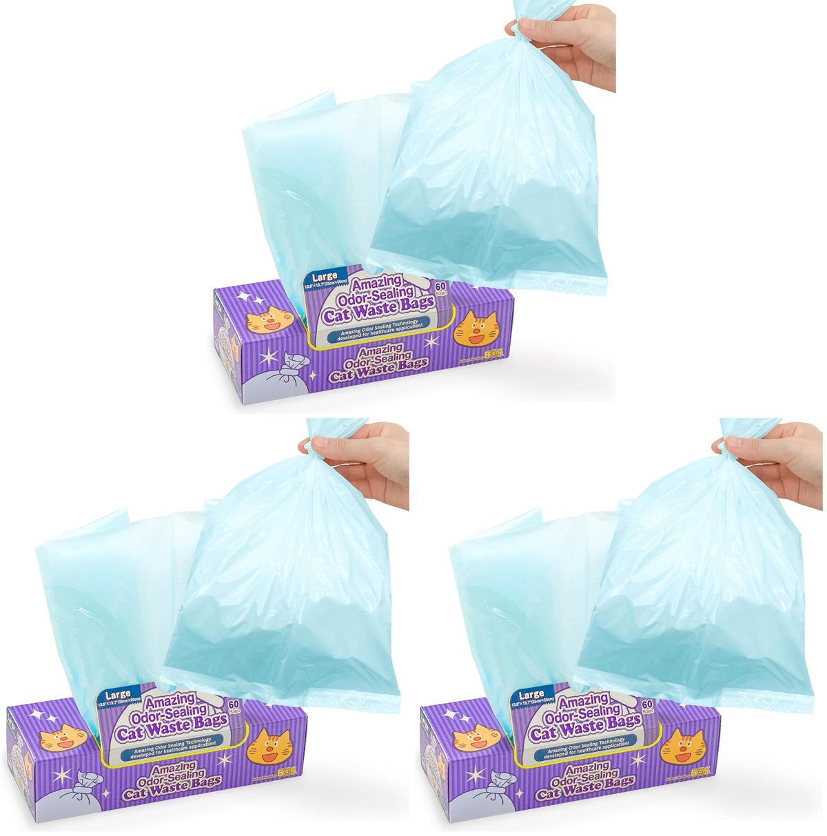 Unscented Cat Waste Disposal Bags 60 Count Pack of 3 H292