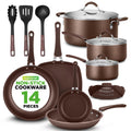14-Piece Nonstick Brown Cookware Set Z9571