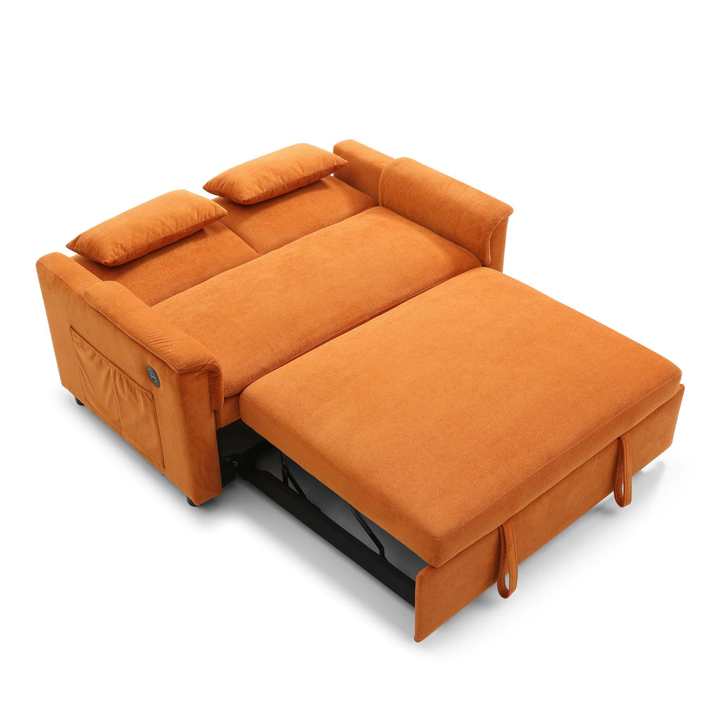 Orange Velvet Sleeper Sofa X2099