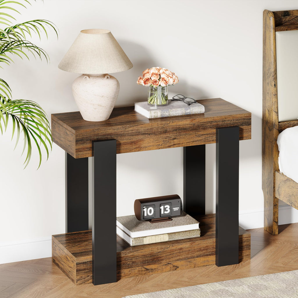 2-Tier Narrow End Table with Storage Shelf T760190