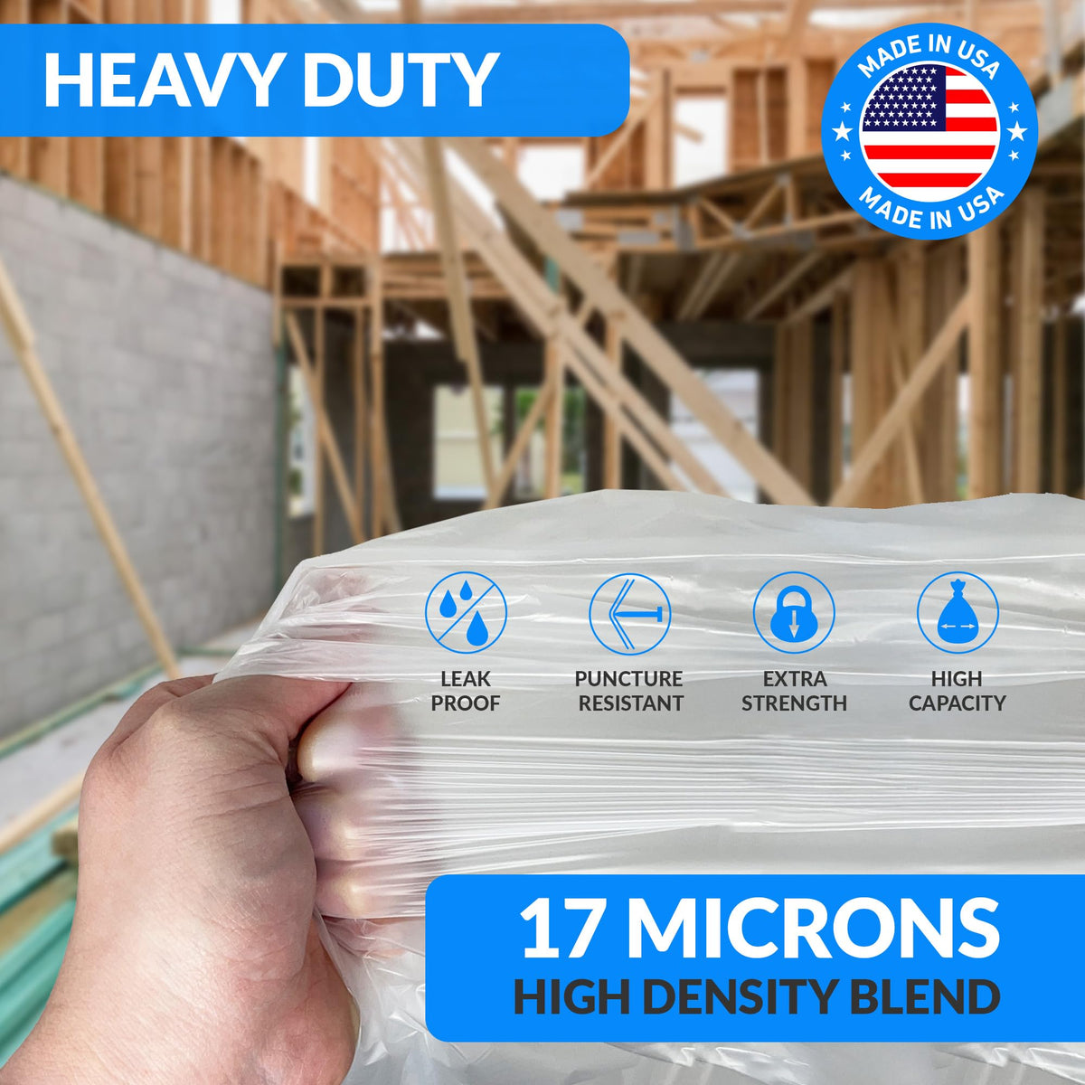 55 Gallon Heavy Duty Clear Trash Bags 100 Count O219370