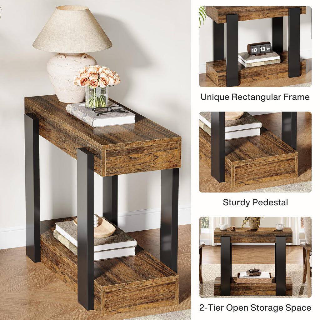 2-Tier Narrow End Table with Storage Shelf T760190