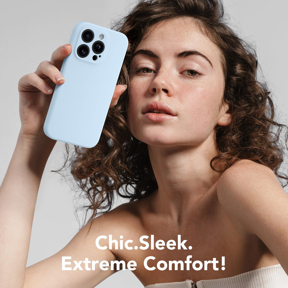 Light Blue Silicone iPhone 13 Pro Max Case K392455