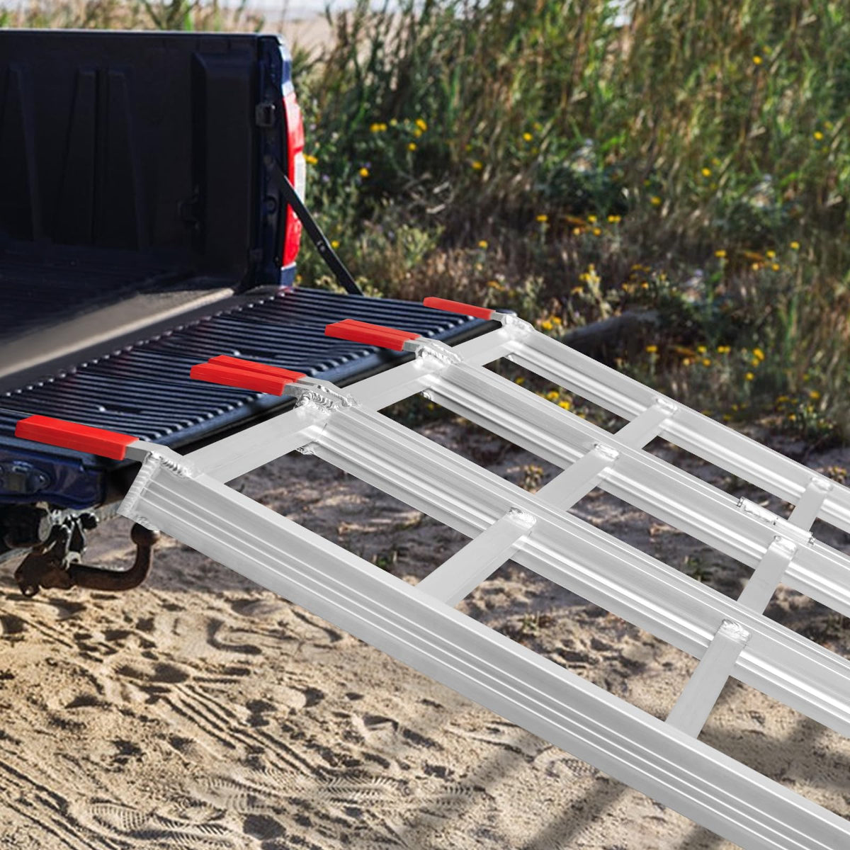 69" L x 50" W Tri-Fold Aluminum ATV Loading Ramp 1500lb Capacity Z54878