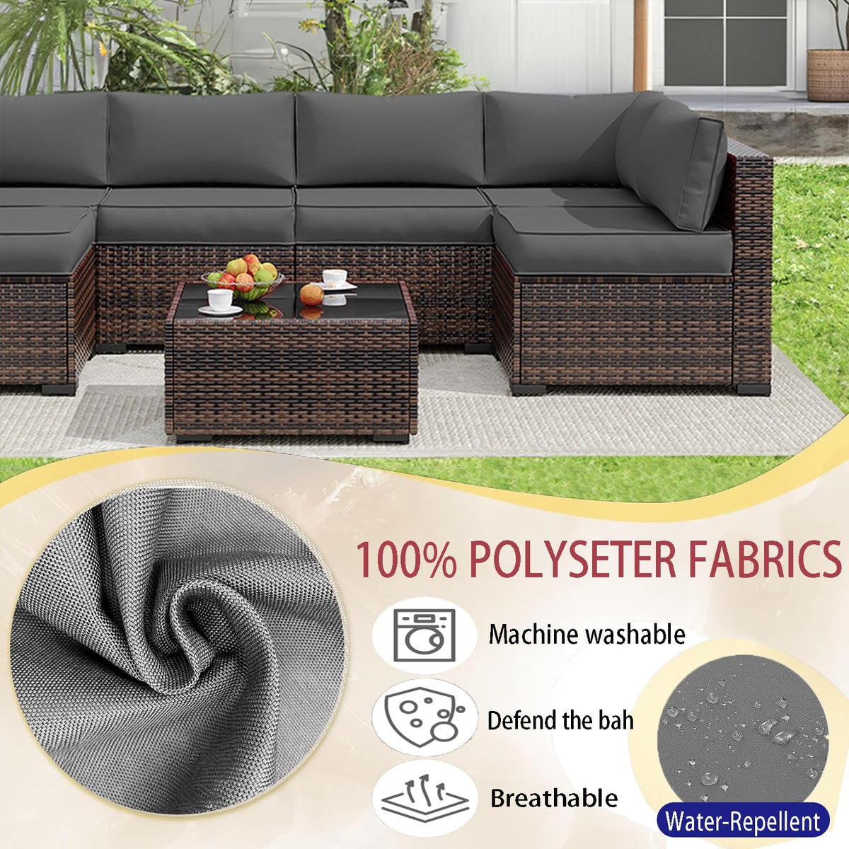 Light Blue 14-Piece Water-Repellent Outdoor Replacement Cushions Set G27641