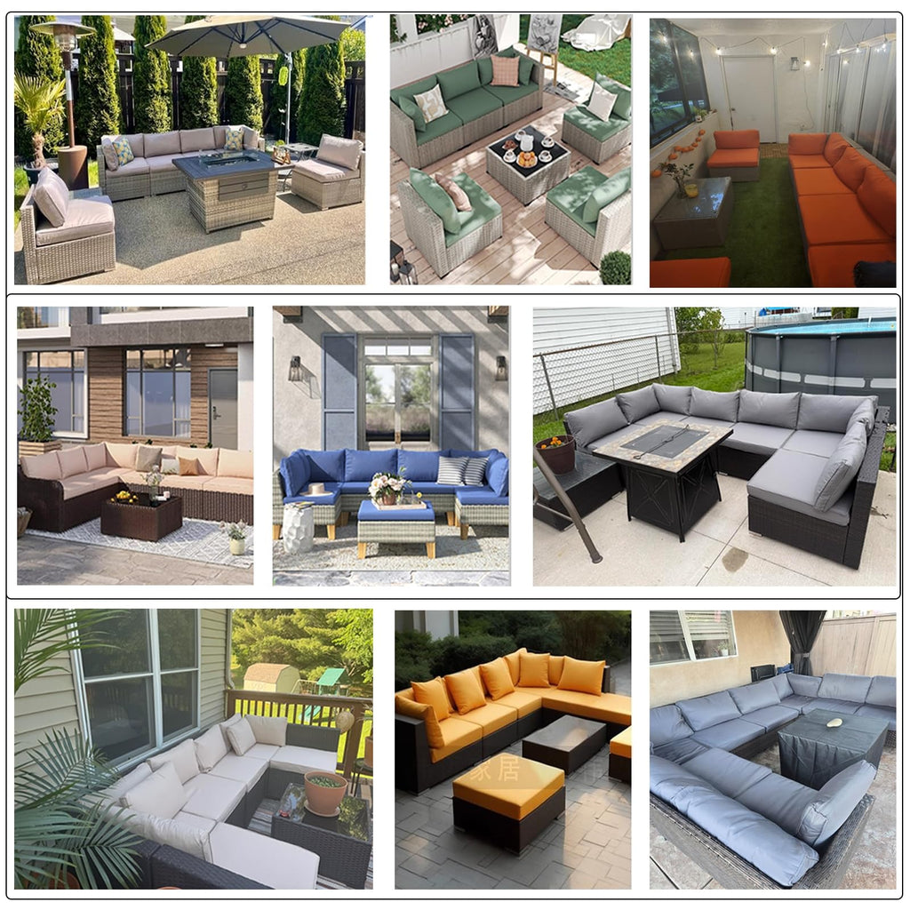 Light Blue 14-Piece Water-Repellent Outdoor Replacement Cushions Set G27641