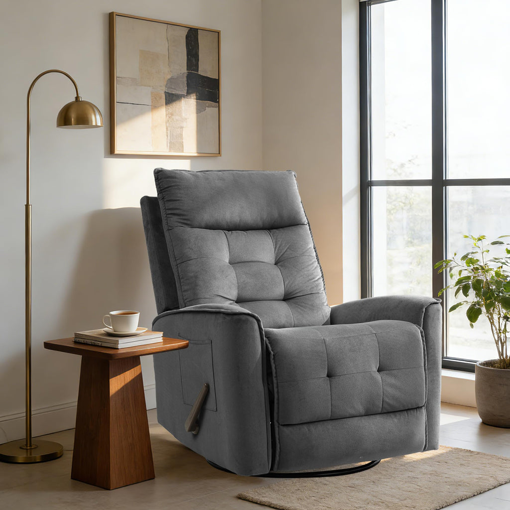 Dark Grey Swivel Rocker Recliner Chair B792