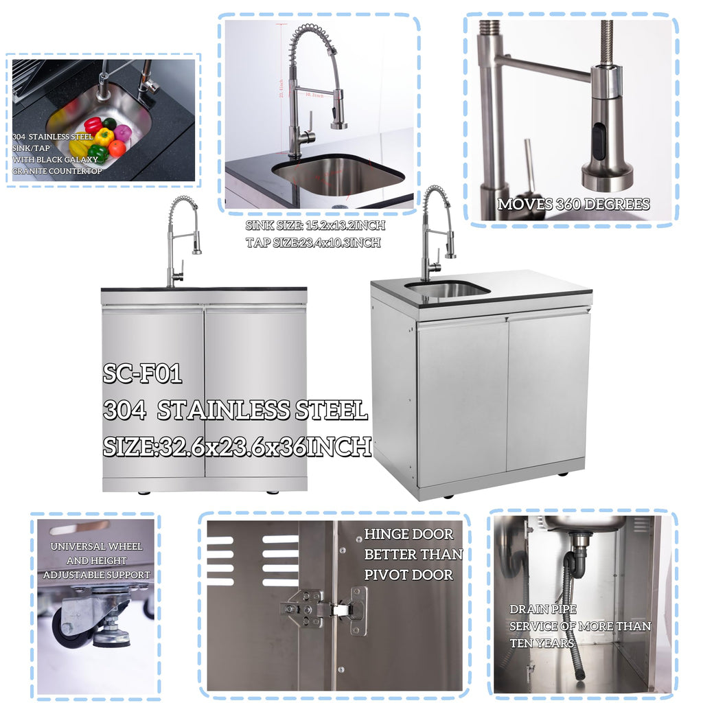 98 Inches 4-Burner Propane Stainless Steel Outdoor Kitchen Island with Refrigerator and Sink X45488