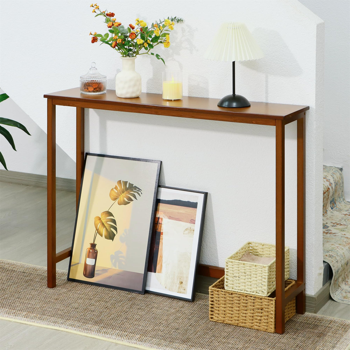 Bamboo Narrow Wood Console Table K84569